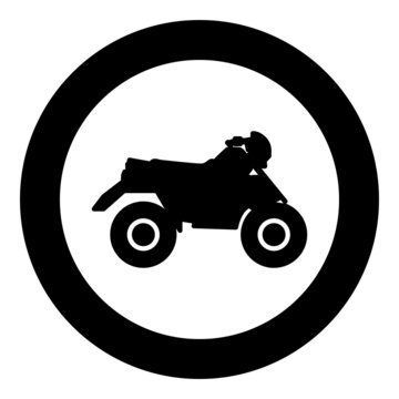 Quad bike ATV moto for ride racing all terrain vehicle icon in circle round black color vector illustration image solid outline style