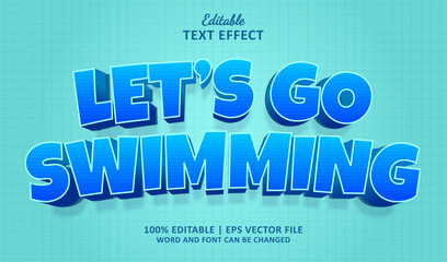 Let's go swimming editable text effect