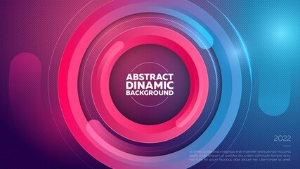 Abstract, dynamic, modern pink and blue background with clockwise swirling elements. Vector.