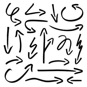 Set Achtzehn Schwarze Pfeile Pinselstriche