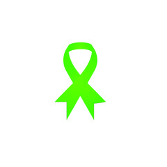 The green ribbon on white background. Vector illustration.