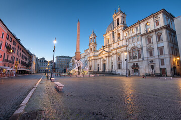 Fountains in Piazza Navona in Rome, Italy