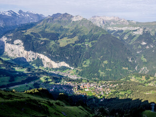Lauterbrunnen Valley aka Lauterbrunnental in the Bernese Oberland region of Switzerland - 502927857