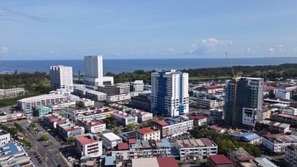 Miri, Sarawak Malaysia - May 2, 2022: The Landmark and Tourist Attraction areas of the of Miri City, with its famous beaches, rivers, city and scenic surroundings