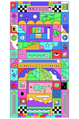 Vector colored background. Bright poster, cover. Geometric shapes, abstraction. Flat illustration.