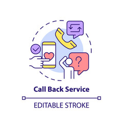 Call back service concept icon. Customer support. Type of customer service abstract idea thin line illustration. Isolated outline drawing. Editable stroke. Arial, Myriad Pro-Bold fonts used