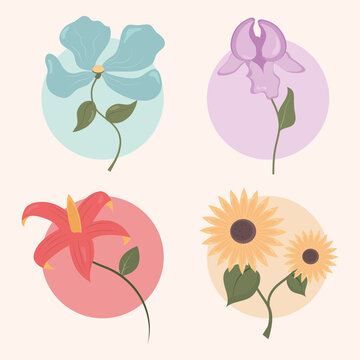 icons set flowers