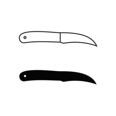 The Peeling Knives icon. The Cleaver Knife Icon. Line and silhouette icon illustration. Vector linear icon.