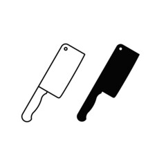 The Cleaver Knives icon. The Cleaver Knife Icon. Line and silhouette icon illustration. Vector linear icon.