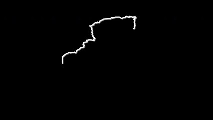 Algeria map self drawing outline animation. Line art. Black background.