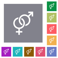 Heterosexual symbol square flat icons