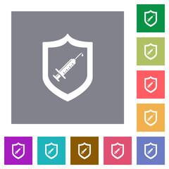 Vaccine protected square flat icons