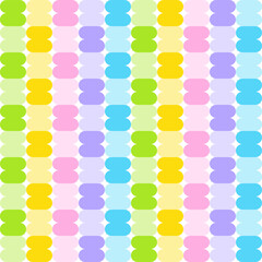 Cute Pastel Rainbow Wave Abstract Shape Element Gingham Checkered Tartan Plaid Scott Pattern Illustration Wrapping Paper, Picnic Mat, Tablecloth, Fabric Background