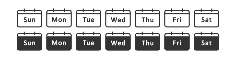 Week calendar icon. Seven day symbol. Sign organizer vector.