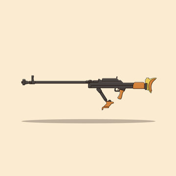 Anti Tank Rifle Vector Icon Illustration. Firearm Weapon Vector. Flat Cartoon Style Suitable for Web Landing Page, Banner, Flyer, Sticker, Wallpaper, Background