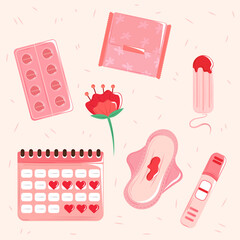 menstruation cycle icons - obrazy, fototapety, plakaty