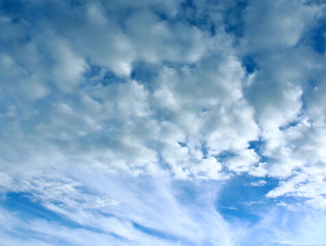 Morning clouds on the blue sky photo