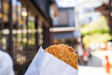 有馬温泉　Arima Hot Spring　食べ歩き　コロッケ　croquette　Eating around