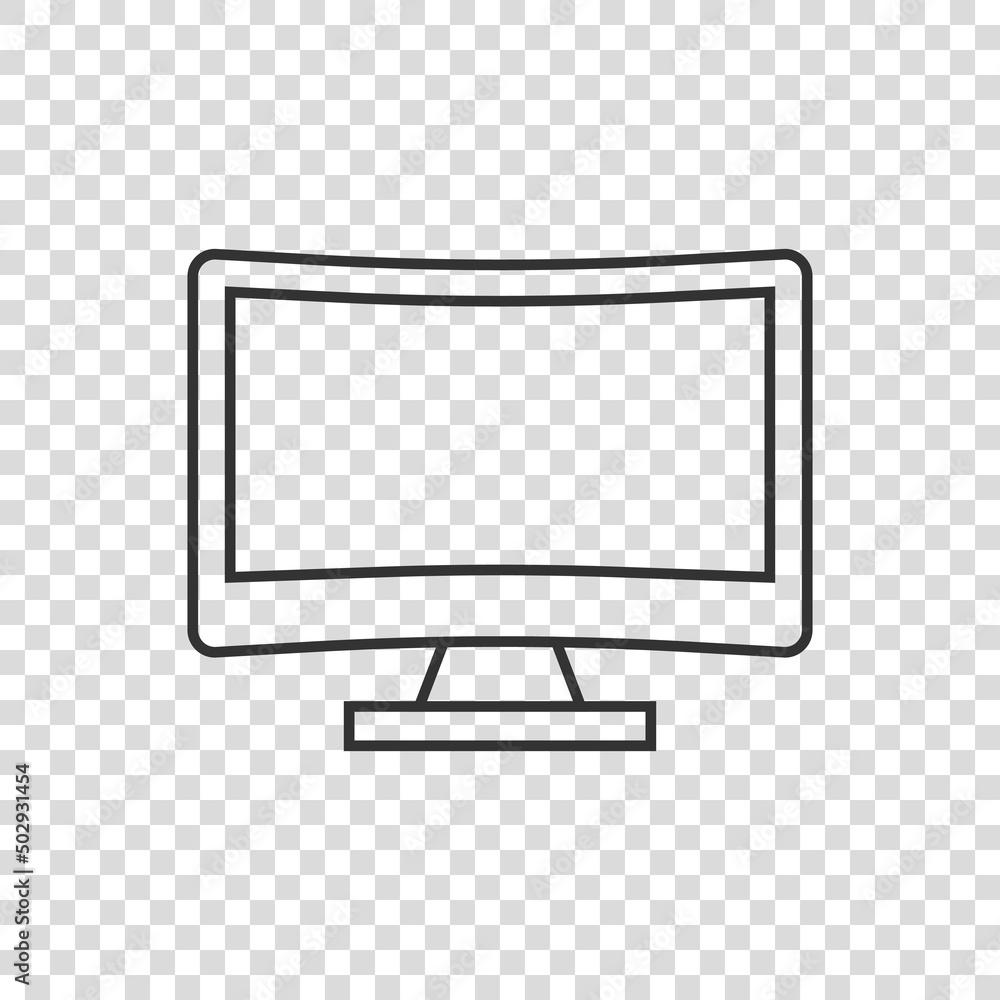Poster personal computer in flat style. desktop pc vector illustration on isolated background. monitor disp