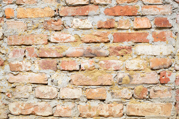 Wall with red bricks. Old brick wall background. grunge brick background
