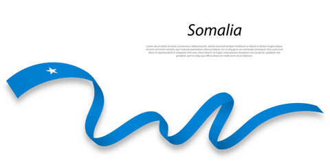 Waving ribbon or banner with flag of Somalia.