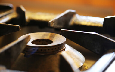 Metal gas burner without flame. Concept of lack of gas supply, gas price increase. Energy crisis.