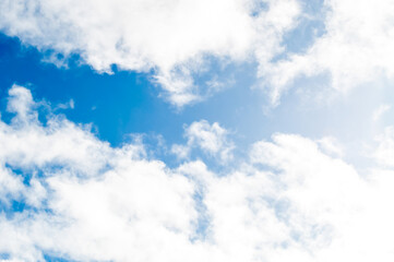 Beautiful blue sky on a sunny day, blue sky with white clouds texture background.