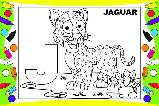 coloring jaguar cartoon for kids