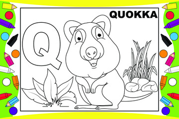 coloring quokka cartoon for kids
