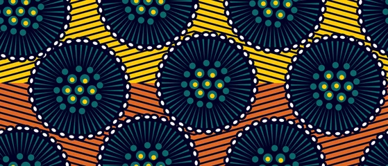Foto op Aluminium African ethnic traditional pattern . seamless beautiful Kitenge, chitenge, dutch wax style. fashion design in colorful. Geometric abstract motif. commonly known as Ankara prints, African wax prints. © Choltita