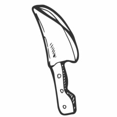 Knives cartoon vector doodle sketch set hand drawn illustration. Cooking sharp equipment in the kitchen. Butchery utensil drawing.