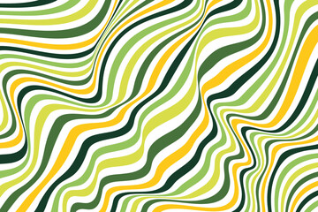 Elegant green and olive wavy stripes vector background. Trendy abstract ripple wave texture. Smooth flowing lines pattern design illustration