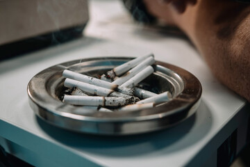 ashtray and cigarettes