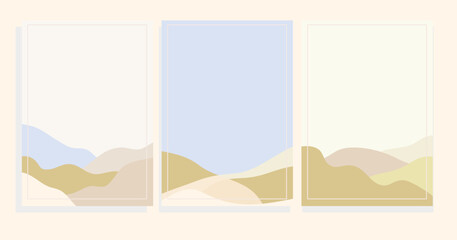 vector background illustration set with hills landscape