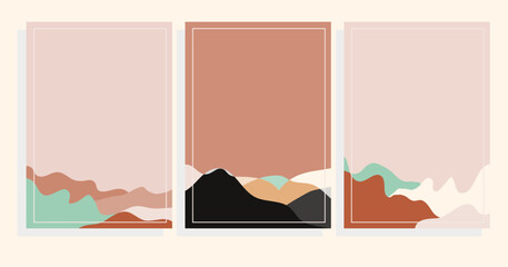 vector background illustration set with hills landscape