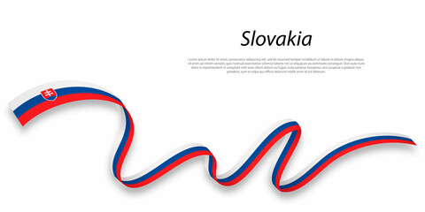 Waving ribbon or banner with flag of Slovakia.