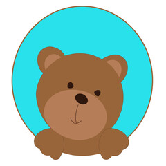 cartoon brown teddy bear on a blue background