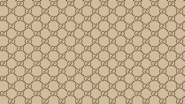 Lombok, Indonesia - Mei 6, 2022: Official pattern of gucci in brown color. Luxury and famous clothing brand gucci.