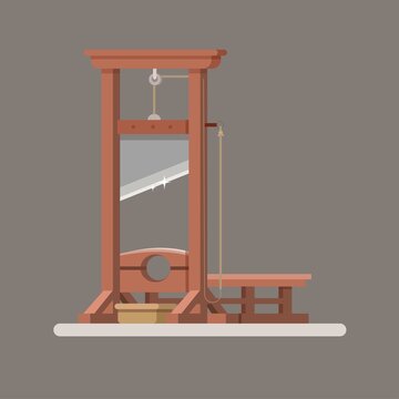 Guillotine punishment device for executions by beheading. cartoon illustration vector