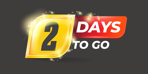 Two days to go countdown grey horizontal banner design template. 2 days to go sale announcement blue banner, label, sticker, icon, poster and flyer.