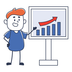 happy smiling businessman and diagrams. Successful business model, high profit concept