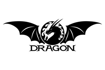 Black dragon icon isolated on white background. - 502940473