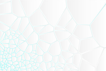 Abstract extruded white Voronoi diagram blocks vector background. Minimal light clean corporate wall. Geometric surface illustration with gradient backlight