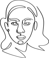 Wild Flowers' surreal faces Continuous line, drawing of set faces and hairstyles, fashion concept, woman's beauty, minimalist, pretty sexy. Yourself self-care