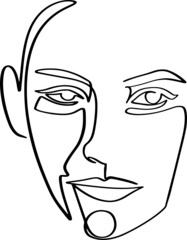 Wild Flowers' surreal faces Continuous line, drawing of set faces and hairstyles, fashion concept, woman's beauty, minimalist, pretty sexy. Yourself self-care