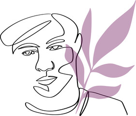 Wild Flowers' surreal faces Continuous line, drawing of set faces and hairstyles, fashion concept, woman's beauty, minimalist, pretty sexy. Yourself self-care