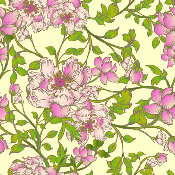 Beautiful pattern with flowers and leaf.Floral vector illustration. 
