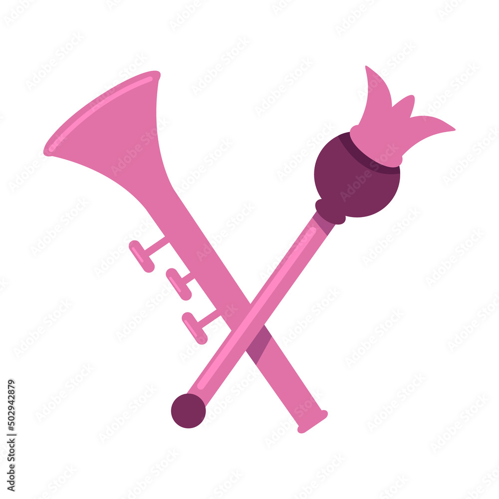 Poster pink musical woodwind instrument semi flat color vector object. participating in orchestra. full siz