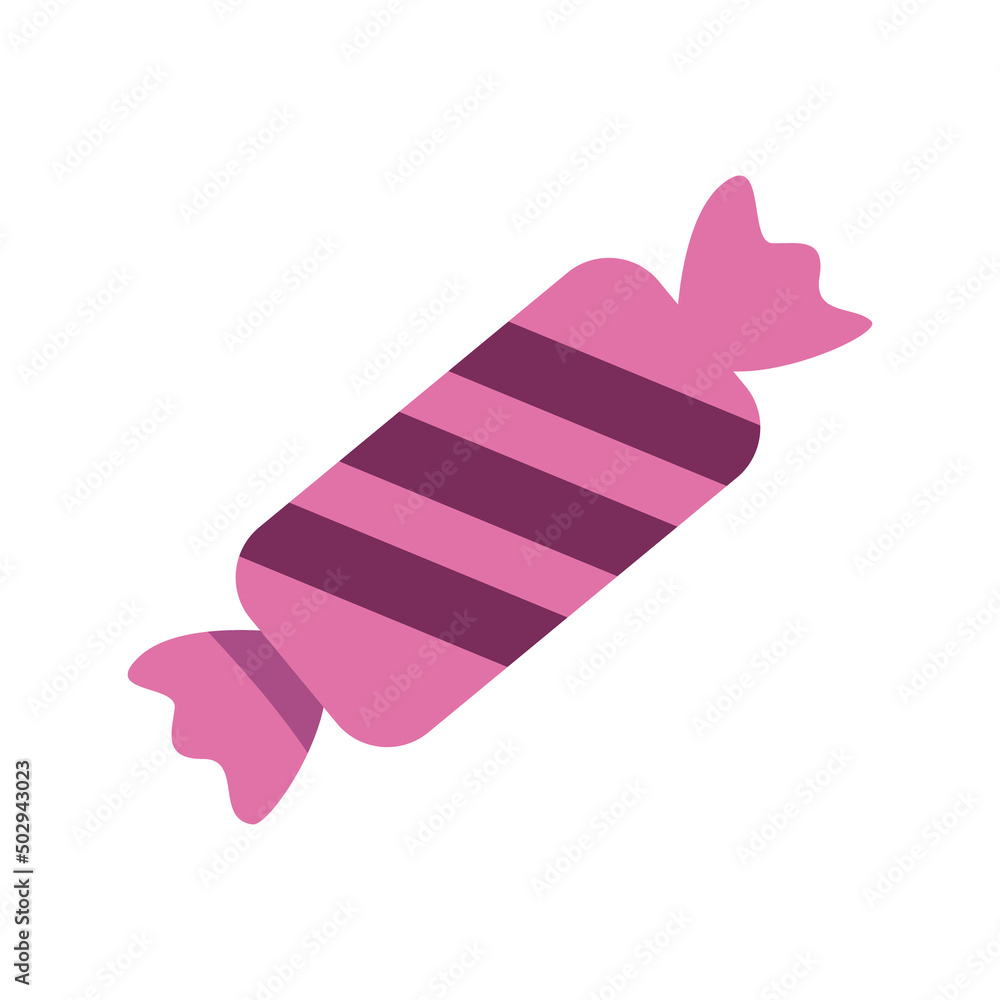 Poster candy with pink wrapper semi flat color vector object. full sized item on white. confectionery store
