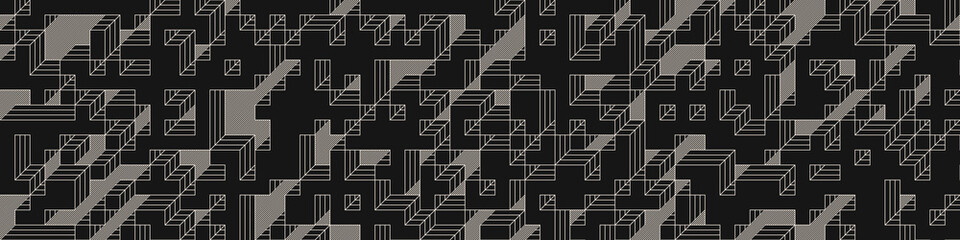 Implementation of Edward Zajec’s “Il Cubo” from 1971. Essentially a Truchet tile set of 8 tiles and rules for placement art illustration